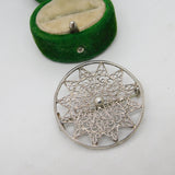 Sterling Silver Filigree Form Star Brooch Pin Antique c1930 Art Deco