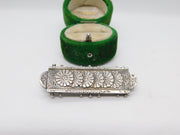Victorian Sterling Silver Daisy Flower Pattern Sweetheart Brooch Antique 1890