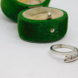 Sterling Silver CZ Set Crossover Ring Vintage c1970 Size L