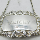 Sterling Silver Floral Whisky Decanter Label Vintage 1971 Birmingham