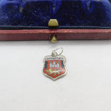 Sterling Silver and Enamel Carmarthen Travel Shield Charm Pendant Vintage c1970