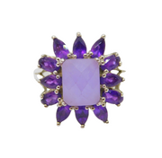 Sterling Silver Clean & Rough Cut Amethyst Dress Ring Vintage c1970 Size R 1/2