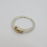 Sterling Silver CZ Crossover Narrow Band Dress Ring Modern c2000 Size L