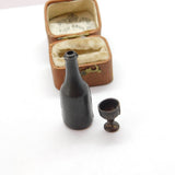 Victorian Spelter Dolls House Wine Bottle & Chalice Miniatures c1850 Antique