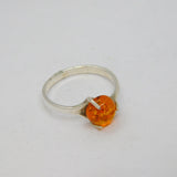 Sterling Silver Baltic Amber Studio Style Band Ring Vintage c1970 Size Q
