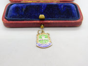 Sterling Silver and Enamel Lyndhurst Travel Shield Charm Pendant Vintage c1970