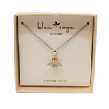 Bleu Sage Boxed Sterling Silver Bumble Bee Pendant Necklace Vintage