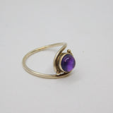 Sterling Silver Cabochon Amethyst Twist Front Studio Ring Vintage c1970 Size O