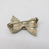 Sterling Silver Marcasite Set Ribbon Brooch Pin Antique c1930 Art Deco