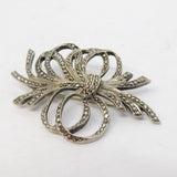 Sterling Silver Marcasite Set Bow Brooch Antique c1930 Art Deco