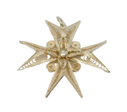 Sterling Silver Filigree Maltese Cross Charm Pendant Vintage c1970