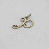 Sterling Silver 'P' Script Form Initial Charm Pendant Vintage c1970s