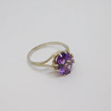 Sterling Silver Faceted Amethyst Solitaire Dress Ring Vintage c1970 Size K 1/2
