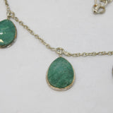 Sterling Silver & Faceted Green Quartz Set Drop Necklace Vintage c1970