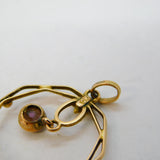 Edwardian 9ct Gold, Amethyst & Seed Pearl Lavalier Drop Pendant Antique