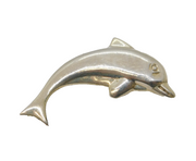 Sterling Silver Leaping Dolphin Form Brooch Pin Vintage c1970s
