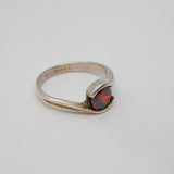 Sterling Silver Garnet Solitaire Studio Style DressRing Vintage c1970 Size M 1/2