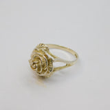 Sterling Silver Rose Flower & Leaves Dress Ring Vintage c1970 Size Q