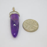 Sterling Silver Rounded Amethyst Point Drop Pendant Vintage c1970