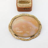 Large Victorian Rolled Gold Agate Set Dress Brooch Antique c1860