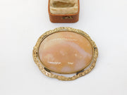 Large Victorian Rolled Gold Agate Set Dress Brooch Antique c1860
