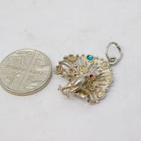 Sterling Silver Peacock Charm Pendant Vintage c1970