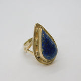 Sterling Silver Blue Sodalite Peardrop Statement Ring Vintage c1970 Size M 1/2