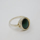 European .835 Silver Cabochon Agate Studio Style Band Ring Vintage c1970 Size R
