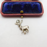 Sterling Silver Proud Stag with Antlers Charm Pendant Vintage c1970
