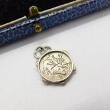 Sterling Silver Pastoral Boy and Oxen Coin Charm Pendant Vintage c1970
