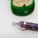Silver Plated Amethyst Geode Drop Charm Pendant Vintage c1970