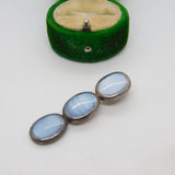 Sterling Silver Blue Dyed Mother of Pearl Drop Charm Pendant Vintage c1970