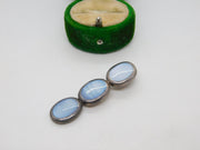 Sterling Silver Blue Dyed Mother of Pearl Drop Charm Pendant Vintage c1970