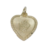 Sterling Silver Heart Shape St Christopher Travel Charm Pendant Vintage c1970