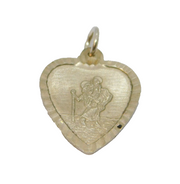 Sterling Silver Heart Shape St Christopher Travel Charm Pendant Vintage c1970