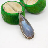 Sterling Silver Morpho Butterfly Wing Set Drop Pendant Antique c1920 Art Deco