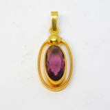 20th Century Amerikana Gold Plated Amethyst Set Drop Pendant Vintage