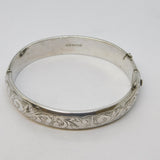 Charles Horner Sterling Silver Floral Pattern Cuff Bangle Bracelet Vintage 1964