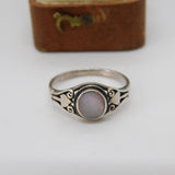 Sterling Silver Mother of Pearl Dress Ring Vintage c1970 Size N UK