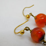 Victorian 12ct Gold Mounted Carnelian Agate Drop Earrings Antique c1850s