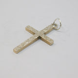 Sterling Silver Patterned Simplistic Cross Charm Pendant Vintage c1970