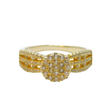 Sterling Silver & Gilt Pave Set Spinel Dress Band Ring Vintage c1970 Size N 1/2