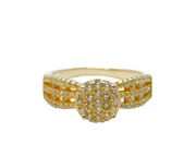 Sterling Silver & Gilt Pave Set Spinel Dress Band Ring Vintage c1970 Size N 1/2
