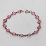 Sterling Silver & Pink Paste Set Dress Bracelet Antique c1930 Art Deco