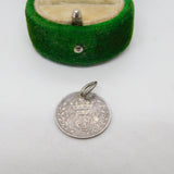 Sterling Silver George V Threepence Coin Drop Charm Pendant Antique 1919