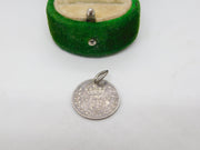 Sterling Silver George V Threepence Coin Drop Charm Pendant Antique 1919