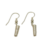 Pair of Sterling Silver Modernist Coil Form Hook Drop Earrings Modern c2000