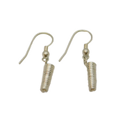 Pair of Sterling Silver Modernist Coil Form Hook Drop Earrings Modern c2000