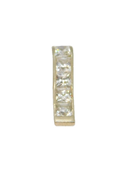 Sterling Silver 5 Stone CZ Wavy Stick Drop Charm Pendant Vintage c1970