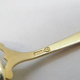 N.M Thune Sterling Silver Gilt Red Enamel Sugar Spoon Antique c1940s